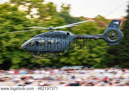 Szolnok, Hungary - August 20, 2021: Hungarian Airbus Helicopters H145m Military Transport Helicopter