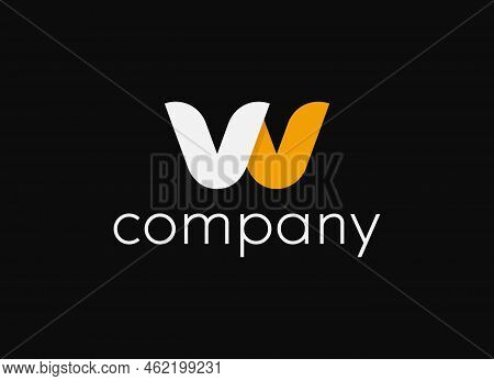 Small Case Letter W, Vv Logo Design. Modern Alphabet Icon Template. Grid System.