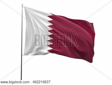 Qatar Waving Flag, 3d Flag Illustration, Qatar National Flag With An Isolated White Background
