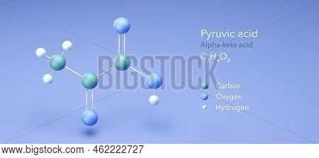 Pyruvic Acid, Molecular Structures, Alpha-keto Acid, 3d Model, Structural Chemical Formula And Atoms