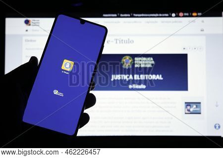 Minas Gerais, Brazil - September 25, 2022: Screen Of The E-titulo Application, Brazilian Digital Vot
