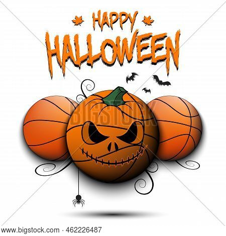 Happy Halloween. Three Basketball Balls