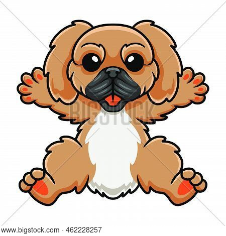 Vector Illustration Of Cute Little Pekingese Dog Cartoon