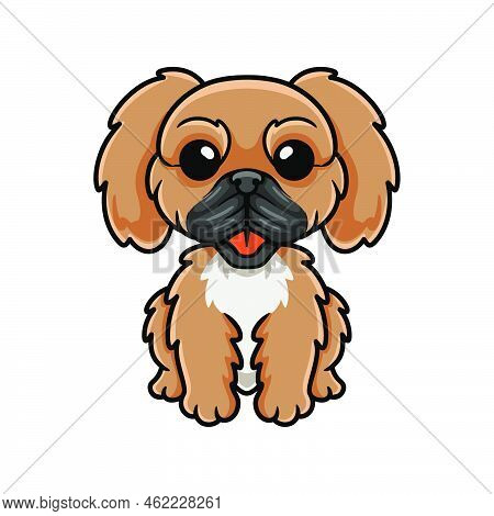 Vector Illustration Of Cute Little Pekingese Dog Cartoon
