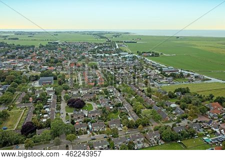 Aerial from the village Koudum in Friesland the Netherlands