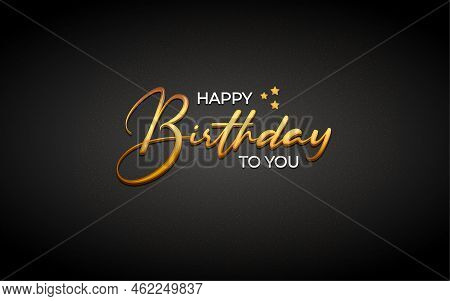 Happy Birthday Background Template With Golden Lettering And Editable 3d Text Effect