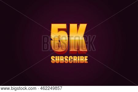 5k Subscribe Gold Banner Templete With 3d Editable Text Effect