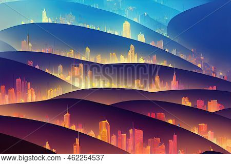 2d Paint, Large Buildings Equipped With The Latest Technology King Abdullah Financial District In Th