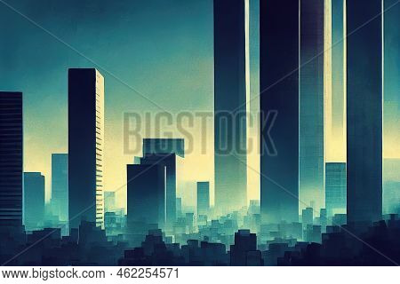 2d Style, Building And Traffic Of Jakarta City Indonesia , Anime Style U1 1
