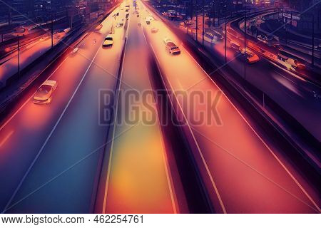 Anime Car Traffic Pollution Traffic Jam In The Morning And Evening In The Capital City Of Bucharest 
