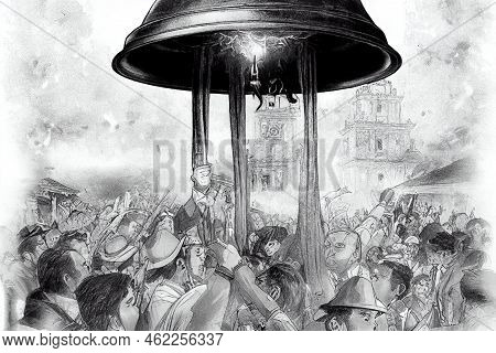 2d Drawing Independence Day Bell In The Birthplace Of Jose Maria Morelos Y Pavon Or El Siervo De La 