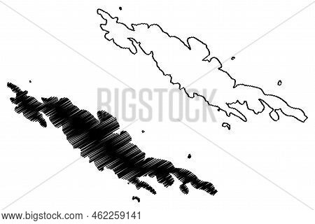 Zirje Island (republic Of Croatia, Adriatic Sea, Sibenik Archipelago) Map Vector Illustration, Scrib