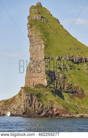 Faroe Islands Coastline Landscape In Vagar Island On Sunny Day