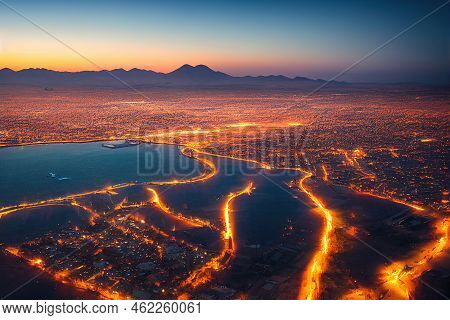 2d Drawing Aerial View Of Historical Landmark Christ Church Aka Christuskirche At Dusk In Windhoek T