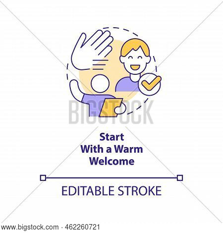Start With Warm Welcome Concept Icon. Practice In Hospitality Customer Service Abstract Idea Thin Li
