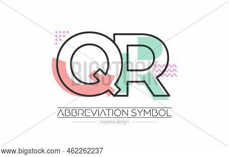 Letters Q And R. Merging Of Two Letters. Initials Logo Or Abbreviation Symbol. Vector Illustration F