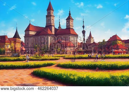 Cartoon Drawing Oradea Romania Oradea Romania With Union Square Piata Unirii The Capital Of Art Nouv