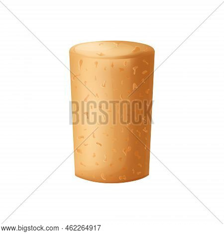 Cork Stopper Wooden Taps. Wine Bung In Cartoon. Corkwood Plug With Grape Bunch. Vector Illustration 