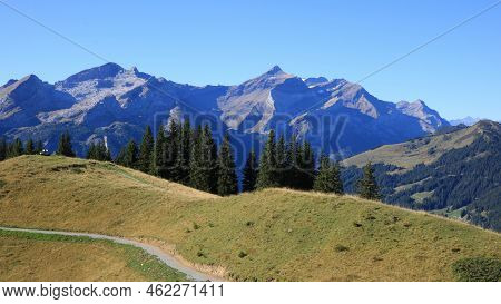 Mount Oldehore In Early Autumn. Landscape Near Gstaad.