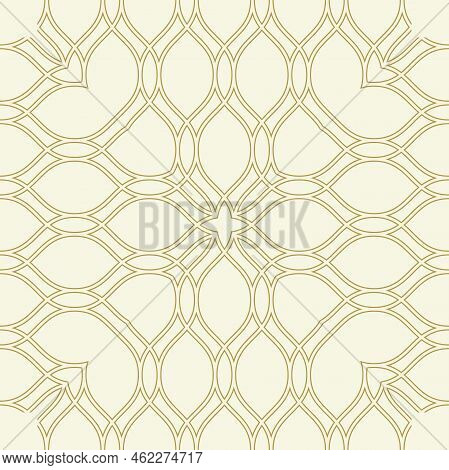 Seamless Vector Ornament. Modern Wavy Background. Geometric Golden Modern Pattern