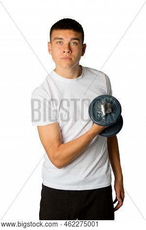 A 19 Year Old Teenage Boy Doing Bicep Excercises