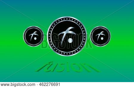 Fusion Virtual Currency Images. 3d Illustrations. Coin Logo
