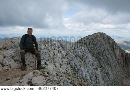 Monte Terminillo, Italy - September 17, 2021: View Of The Summit Of Monte Terminillo During Cloudy D