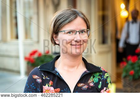 Portrait Of An Attractive Thirty Year Old Smiling Business Woman, Prague