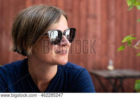 Portrait Of A Thrity Year Old Attractive Woman With Sunglasses, Prague