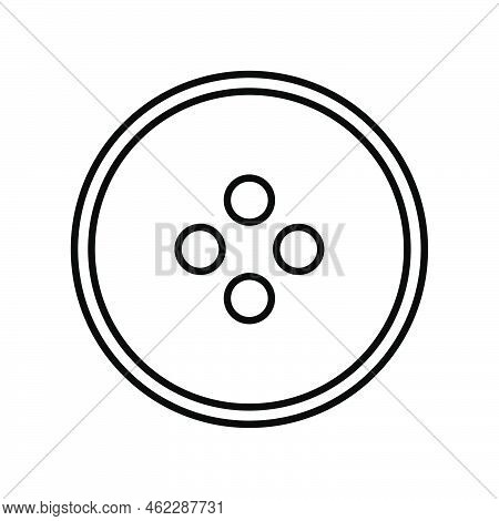 Flat Button With Dress Button Line Icon. Outline Stroke Object. Line Art And Line Drawing. Cloth Tex