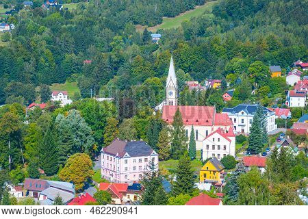 Church Of St. Francis Of Assisi On Sunny Summer Day. Sumburk, Tanvald, Czech Republic