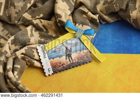 Ternopil, Ukraine - September 2, 2022 Famous Ukrainian Postmark With Russian Warship And Ukrainian S