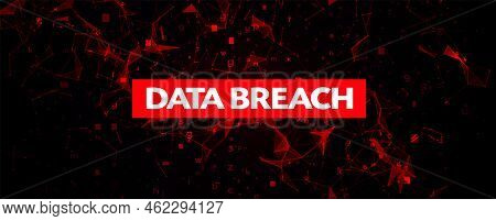 Digital Binary Code On Dark Red Background. Data Breach