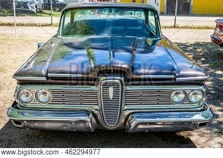 Falcon Heights, Mn - June 18, 2022: High Perspective Front View Of A 1959 Edsel Ranger 2 Door Hardto