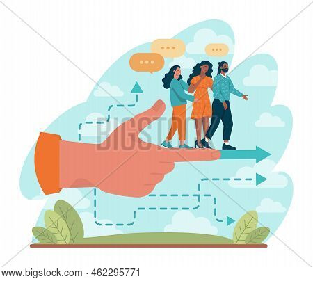 Leadership Concept. Manager Leading A Workteam Towards Success