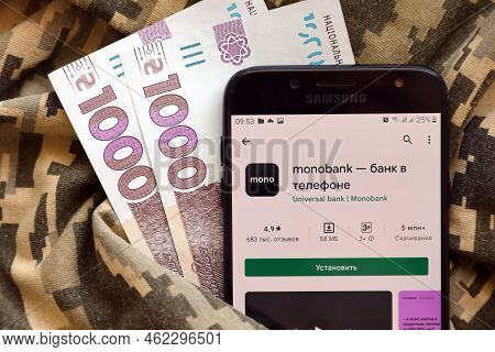 Ternopil, Ukraine - April 24, 2022: Monobank Banking Application On Smartphone Screen. Monobank Is I