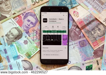 Ternopil, Ukraine - April 24, 2022: Monobank Banking Application On Smartphone Screen. Monobank Is I