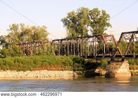 Historical Railroad Trestle Over The Missouri River Taken In Atchison, Ks