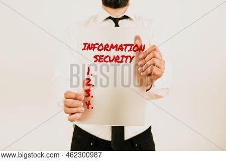 Text Caption Presenting Information Security. Concept Meaning Infosec Preventing Unauthorized Access