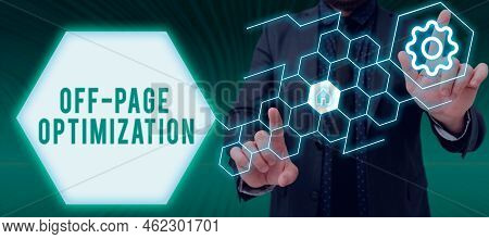Conceptual Display Off Page Optimization. Business Idea Website External Process Promotional Method 