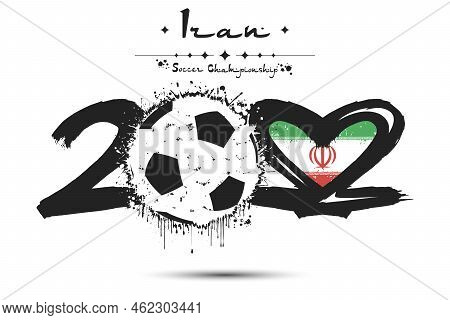 2022, Soccer Ball. Heart With Flag Of Iran