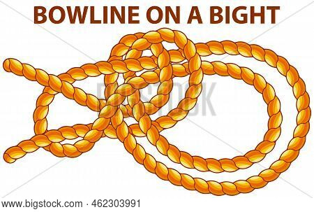 Yellow Nautical Rope Knot, Interweaving Of Ropes, Cables, Tapes Or Other Flexible Linear Materials. 