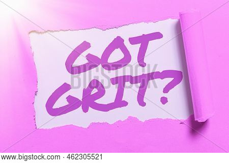 Text Sign Showing Got Grit Question. Business Idea A Hardwork With Perseverance Towards The Desired 