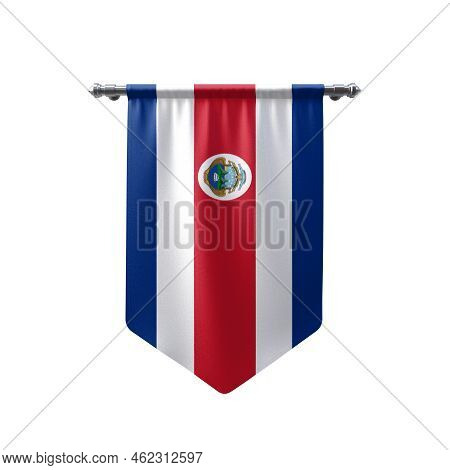 Costa Rica Waving Hanging Flag, 3d Flag Illustration, Costa Rica National Flag With A White Isolated