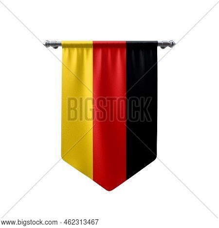 Germany Waving Flag, 3d Flag Hanging Illustration, Germany National Flag With White Isolated Backgro