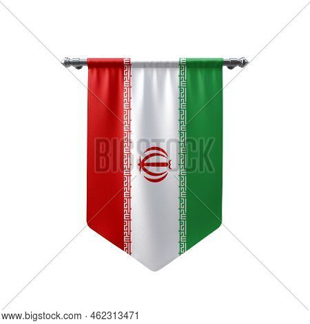 Iran Waving Flag, 3d Flag Hanging Illustration, Iran National Flag With A White Isolated Background