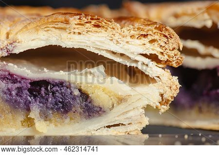 Freshly Made And Baked Pithivier With Frangipane And Blueberry