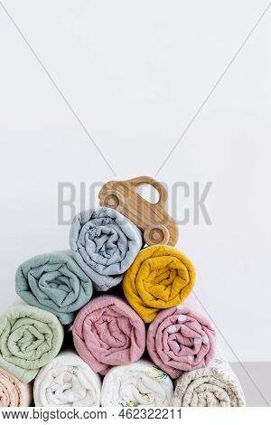 Colourful Multicolored Handmade Towels On A White Background