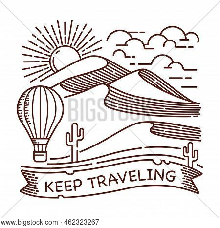 Sahara Desert Line Illustration Vector Hand Drawn