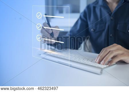 Businessman, Work From Home, Handling Documents, E-signing, Signing Digital Contracts Electronic Sig